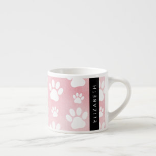 Tasse Expresso Chien Paws, White Paws, Aquarelles roses, Votre No