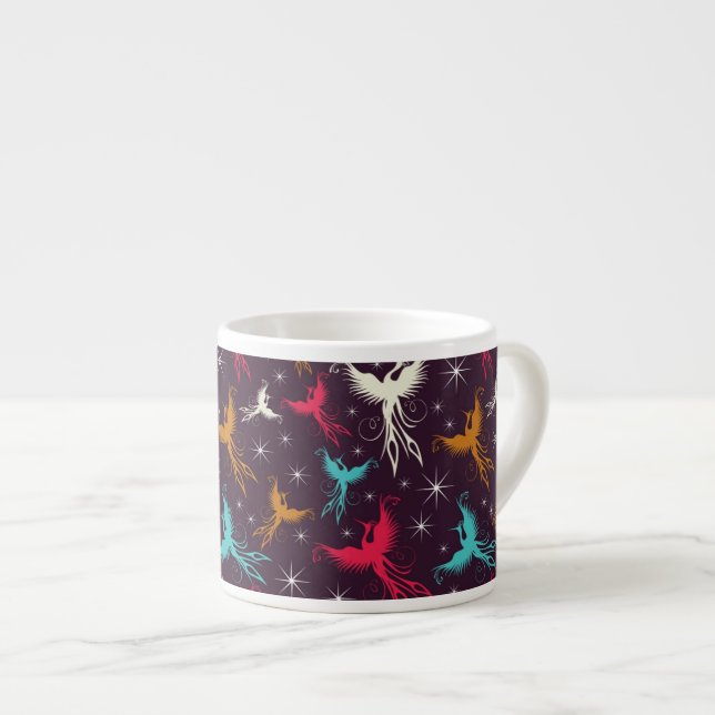 Tasse Expresso Chiffre motif d'oiseaux de Phoenix (Devant droit)