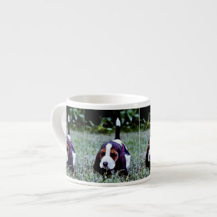 Tasse Expresso Chiot de basset marchant - blanc Brown noir
