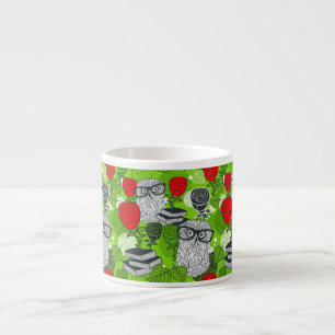 Tasse Expresso Chouette en roses rouges
