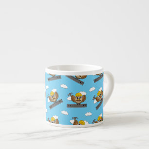 Tasse Expresso Chouette ouvrière de construction mignonne avec de