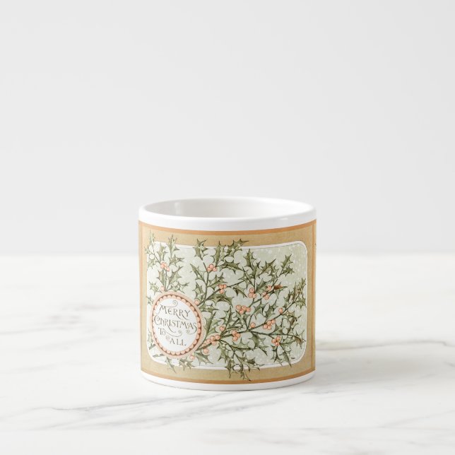 Tasse Expresso Christmas Holly Jolie Antique Salutation (Devant)