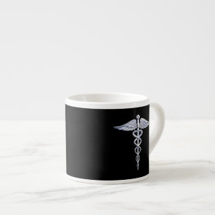 Tasse Expresso Chrome Comme Caduceus Symbole Médicale