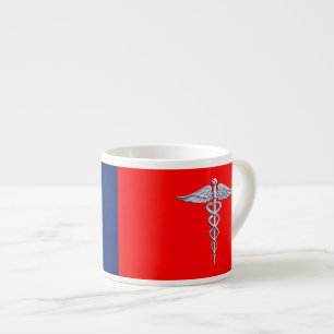 Tasse Expresso Chrome Style Caduceus Médicale Symbole Ligue