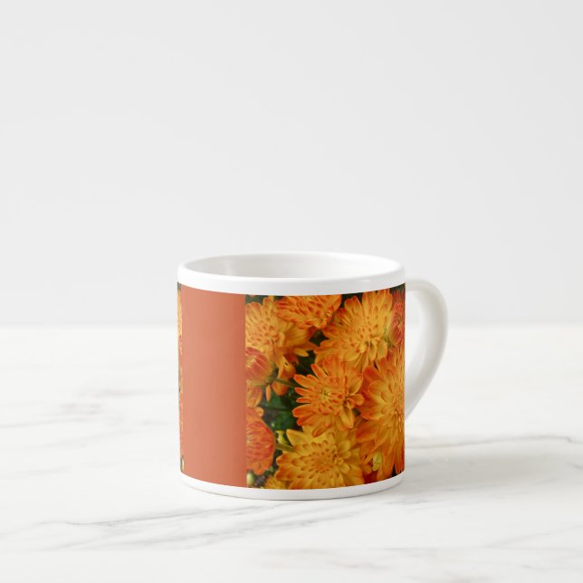 Tasse Expresso Chrysanthèmes orange Fire (Devant droit)