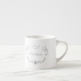 Tasse Expresso Cimier de couronne d'argent personnalisé