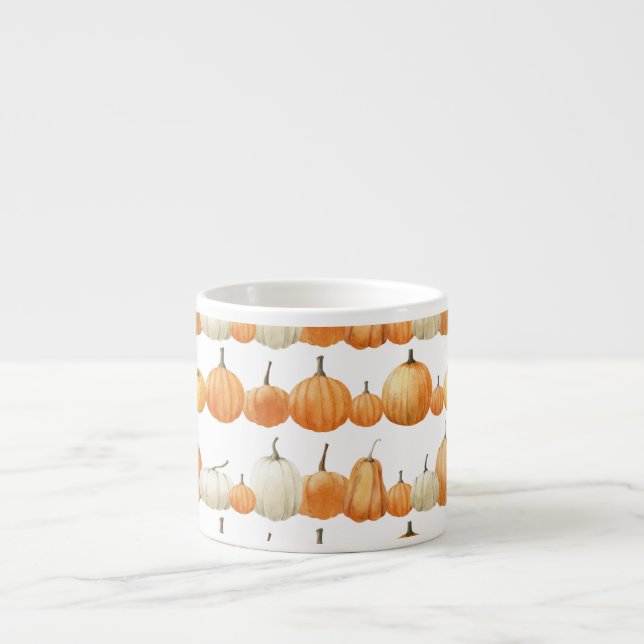 Tasse Expresso Citrouille d'automne : Motif d'illustration aquare (Devant)