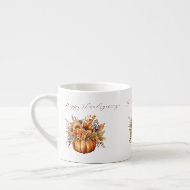 Tasse Expresso Citrouille et fleurs-Action de grâce (Gauche)