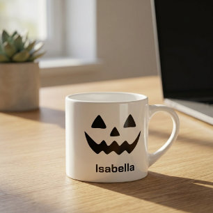 Tasse Expresso Citrouille Personnalisée pour Halloween Visage de 