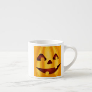 Tasse Expresso Citrouille sculpté souriant design Halloween
