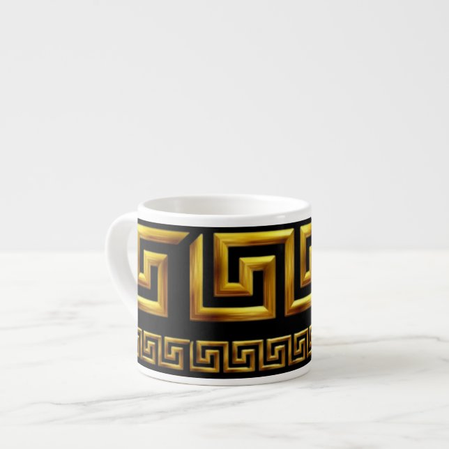 Tasse Expresso Clé de la vie Méandre Grec doré (Devant gauche)