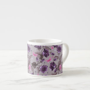 Tasse Expresso cloches de main violettes et motif de papillons