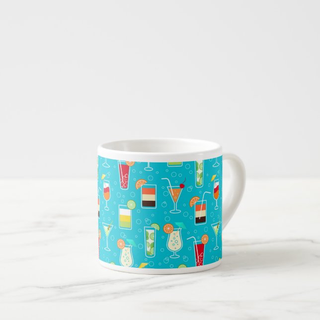 Tasse Expresso Cocktail Motif sur Arrière - plan Turquoise (Devant droit)