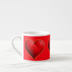 Tasse Expresso Coeur rouge 3-D brillant