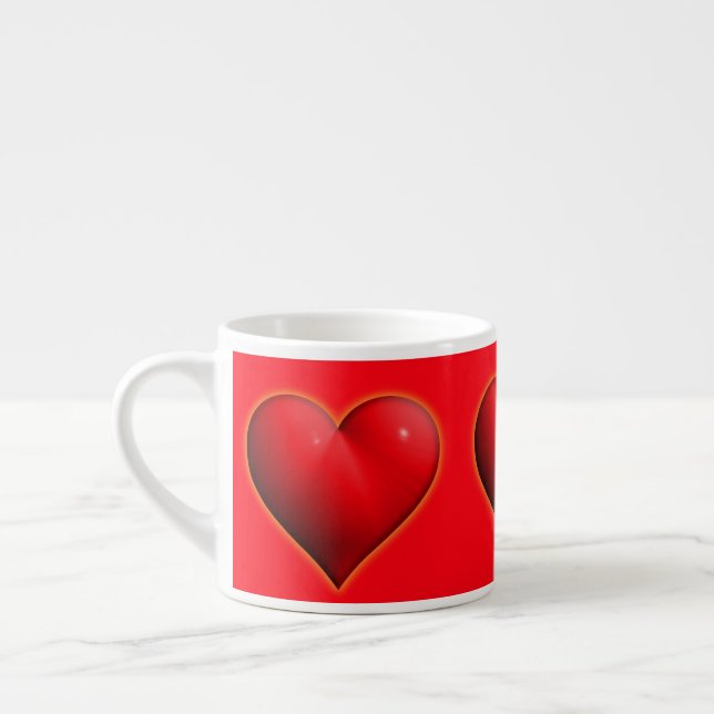 Tasse Expresso Cœur Rouge Brillant 3D (Gauche)