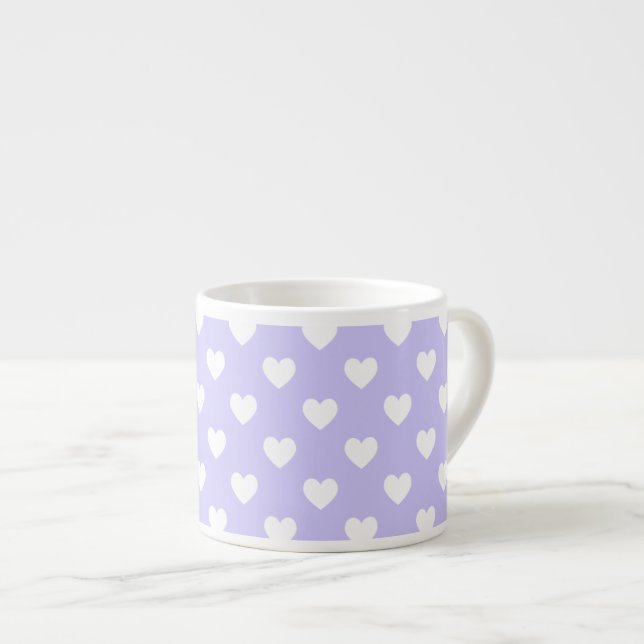 Tasse Expresso Cœurs à pois blancs et violets (Devant droit)