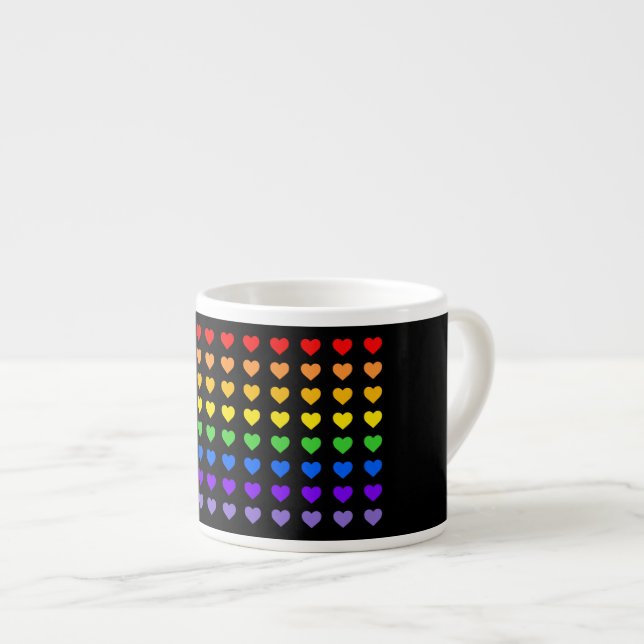 Tasse Expresso Coeurs arc-en-ciel (Devant droit)
