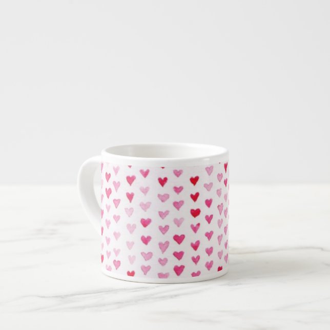 Tasse Expresso Coeurs d'aquarelle (Devant gauche)