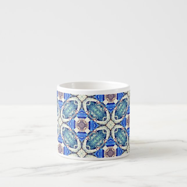 Tasse Expresso Coeurs de mandala bleu motif Thunder_Cove (Devant)