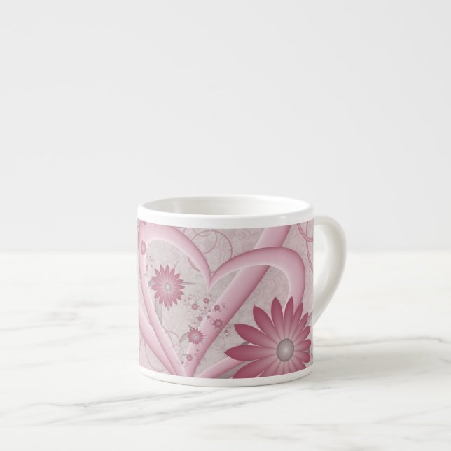 Tasse Expresso Coeurs et fleurs Abstraits roses Aimer l'art fract (Devant droit)