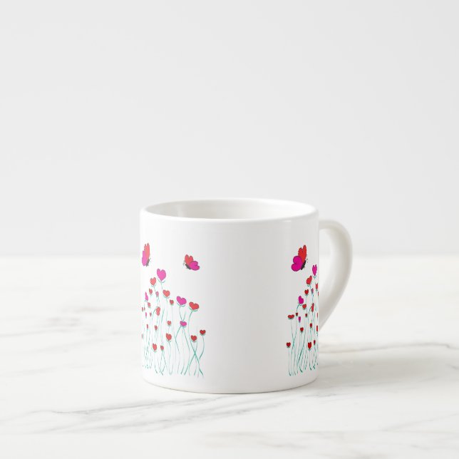Tasse Expresso Coeurs et papillons Valentine Love (Devant droit)