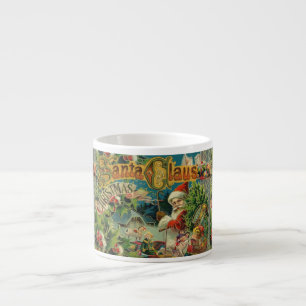 Tasse Expresso Collage de Noël de Père Noël victorien Antique