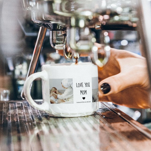 Tasse Expresso Collage moderne Photo Love You Mom Best Gift (Créateur téléchargé)