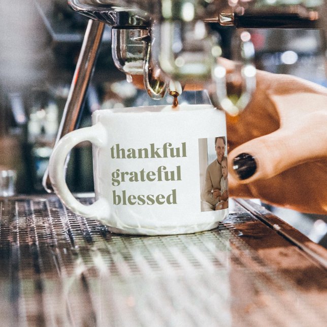 Tasse Expresso Collage moderne Trois photos | Bon thanksgiving Es (Créateur téléchargé)