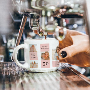Tasse Expresso Collage photos amies   Joyeux cadeau d'anniversair