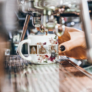 Tasse Expresso Collage tendance Famille Photo Fleurs colorées Cad