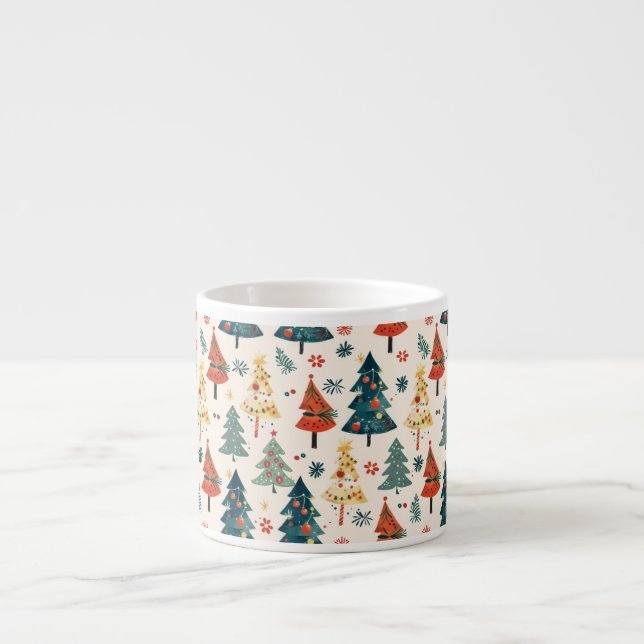 Tasse Expresso Colourful Christmas Pine Trees Seamless Pattern (Devant)