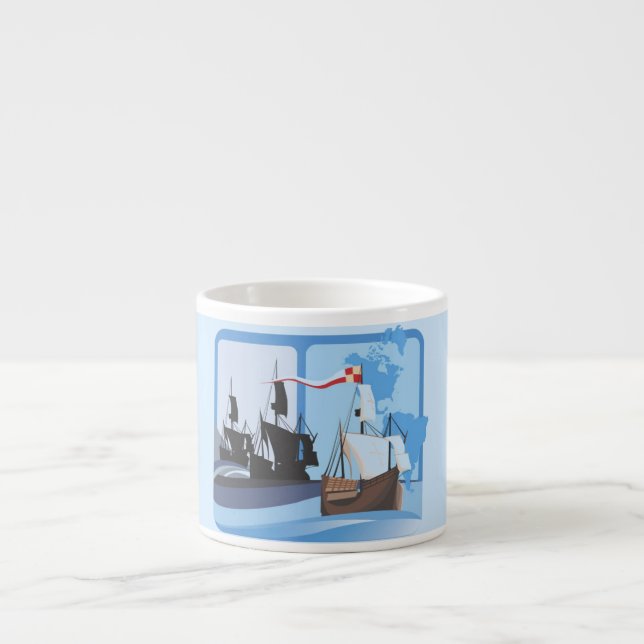 Tasse Expresso Columbus Sailing the Ocean Blue - (Devant)