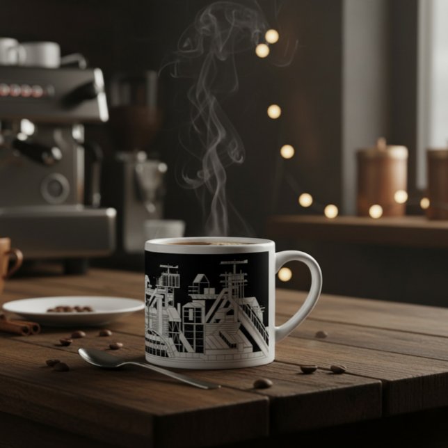 Tasse Expresso Combinat métallurgique industriel silhouette  (Créateur téléchargé)
