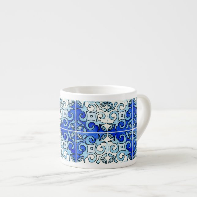 Tasse Expresso Conception 6 de tuile découpée par main peinte (Devant droit)