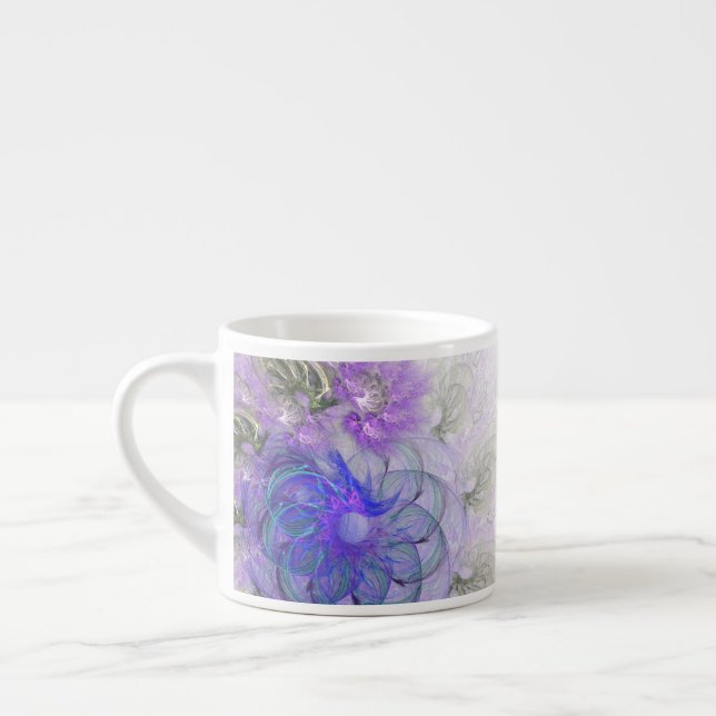 Tasse Expresso Conception Abstraite de fleurs pourpre et bleu den (Gauche)