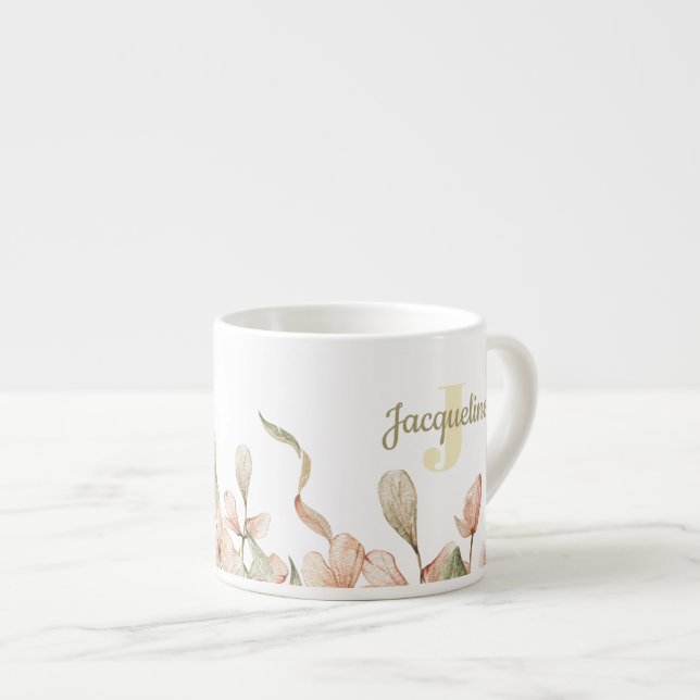 Tasse Expresso Conception de fleurs pour bébé rose pastel monogra (Devant droit)