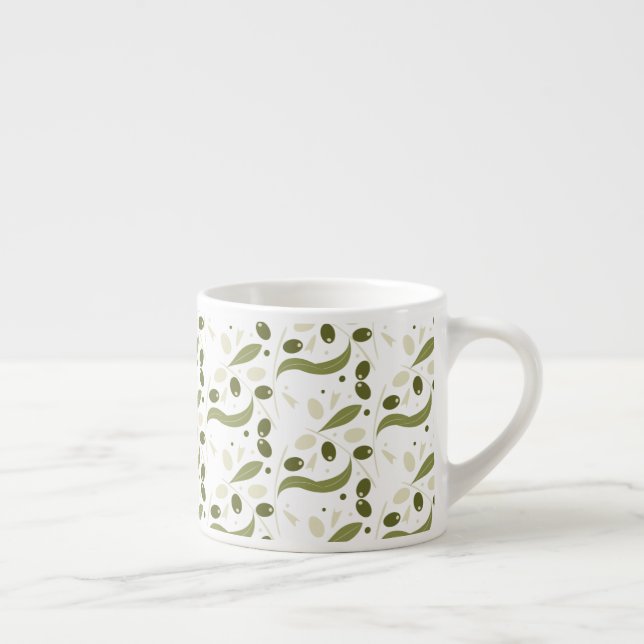Tasse Expresso Conception de motif de feuilles de branche d'olive (Droite)