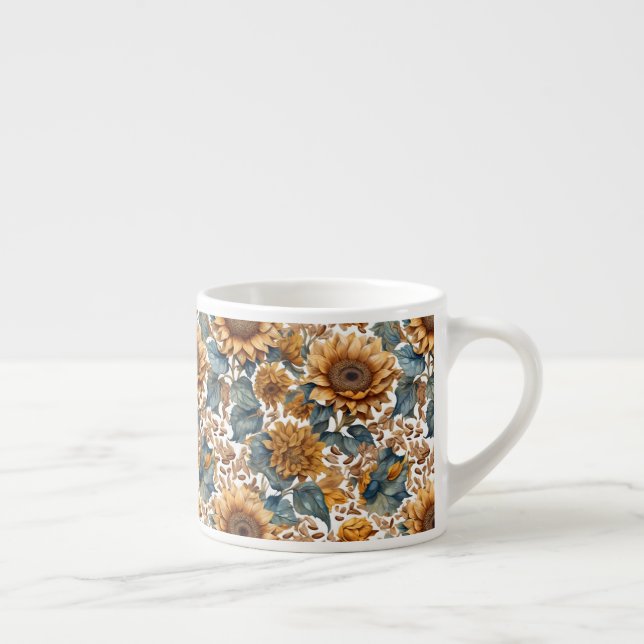 Tasse Expresso Conception de motif de tournesols dansants (Droite)