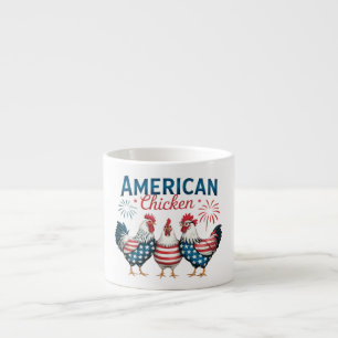 Tasse Expresso Conception de poulet américain patriotique du 4 ju