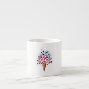 Tasse Expresso Cône rose Sakura crème glacée gaufre