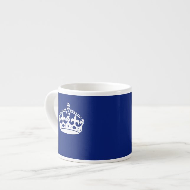 Tasse Expresso Conserver l'icône de la couronne calme sur le bleu (Devant gauche)