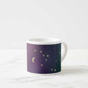 Tasse Expresso Constellation Galaxie Ombre Violet Étoiles Faux Or
