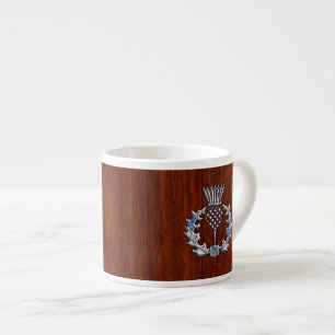 Tasse Expresso Copie écossaise en bois d'acajou riche de chardon