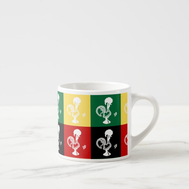 Tasse Expresso Coq portugais de Barcelos coloré motif (Droite)