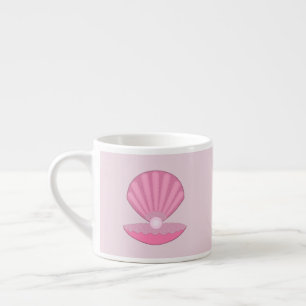 Tasse Expresso Coquille d'huîtres pour fille rose et perle