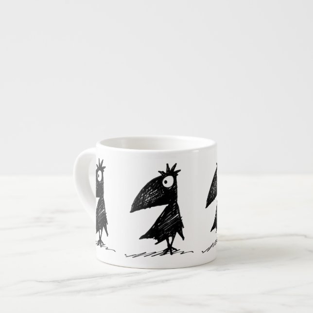 Tasse Expresso Corneilles noires drôles (Devant gauche)