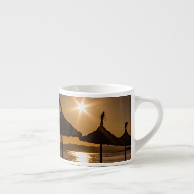Tasse Expresso Coucher de soleil sur la plage, Majorque, Espagne (Droite)
