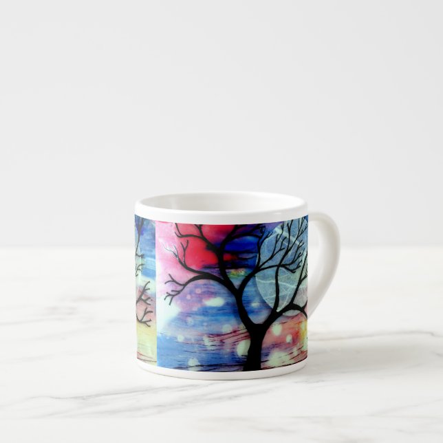 Tasse Expresso Couches transparentes d'arbre et d'encre (Devant droit)