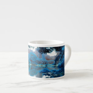 Tasse Expresso Couleur bleue affectée cool, nature unique, lac