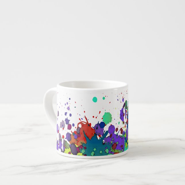 Tasse Expresso COULEUR FUNNY SPLASH I + votre backgr. & idées (Devant gauche)